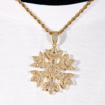 18k Gold Iced Snowflake Pendant ZUU KING